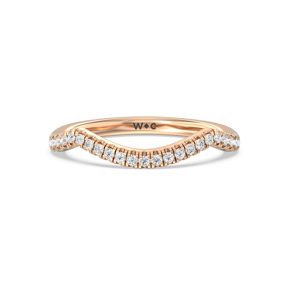 Crossover Split Cathedral Halo Wedding Band with 18KT Rose Gold Cut Diamond in 14KT Rose Gold view 1
