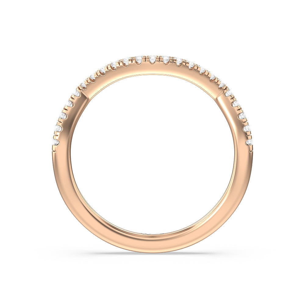 Crossover Split Cathedral Halo Wedding Band with 18KT Rose Gold Cut Diamond in 14KT Rose Gold view 4
