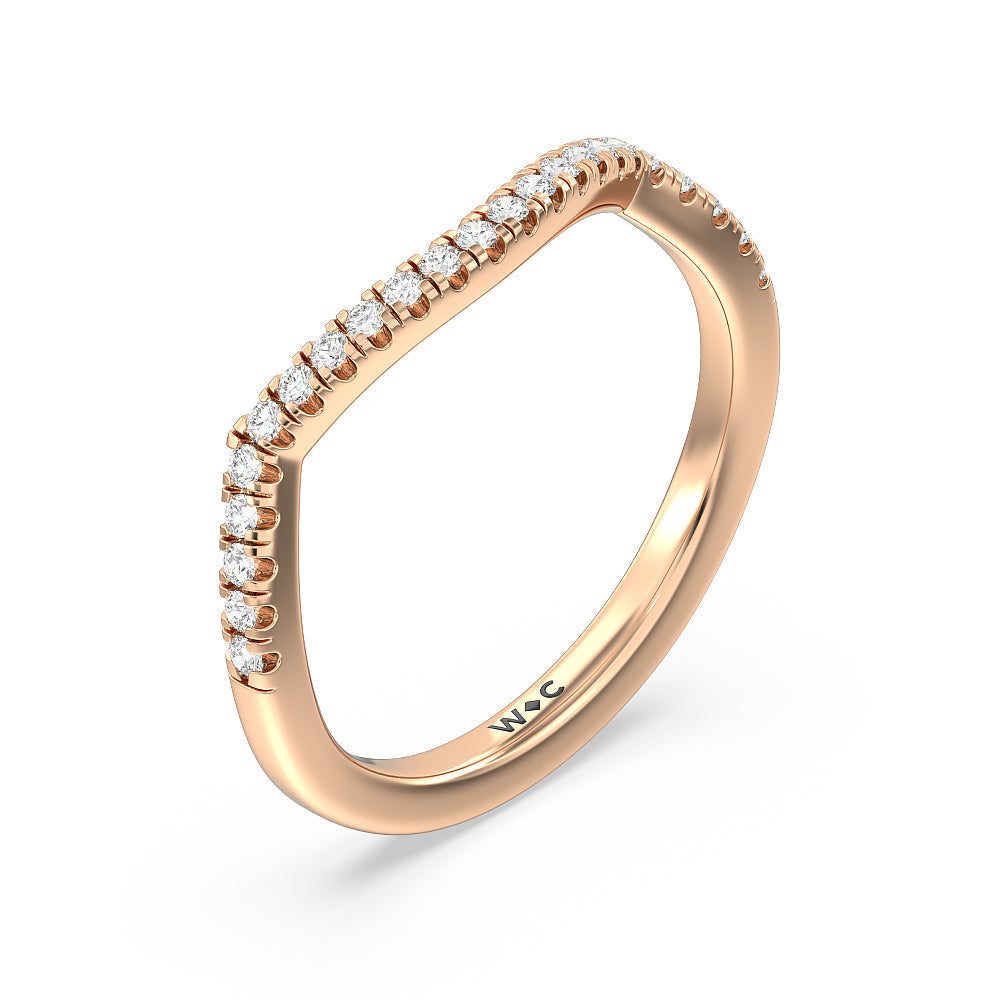 Crossover Split Cathedral Halo Wedding Band with 18KT Rose Gold Cut Diamond in 14KT Rose Gold view 2
