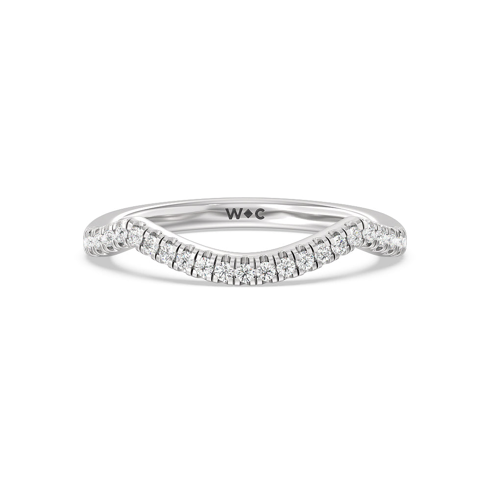 Crossover Split Cathedral Halo Wedding Band with Platinum Cut Diamond in 14KT Platinum view 1
