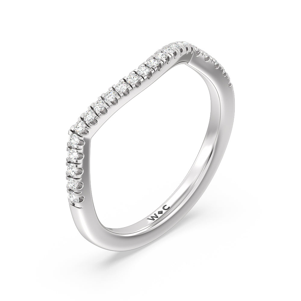 Crossover Split Cathedral Halo Wedding Band with Platinum Cut Diamond in 14KT Platinum view 2
