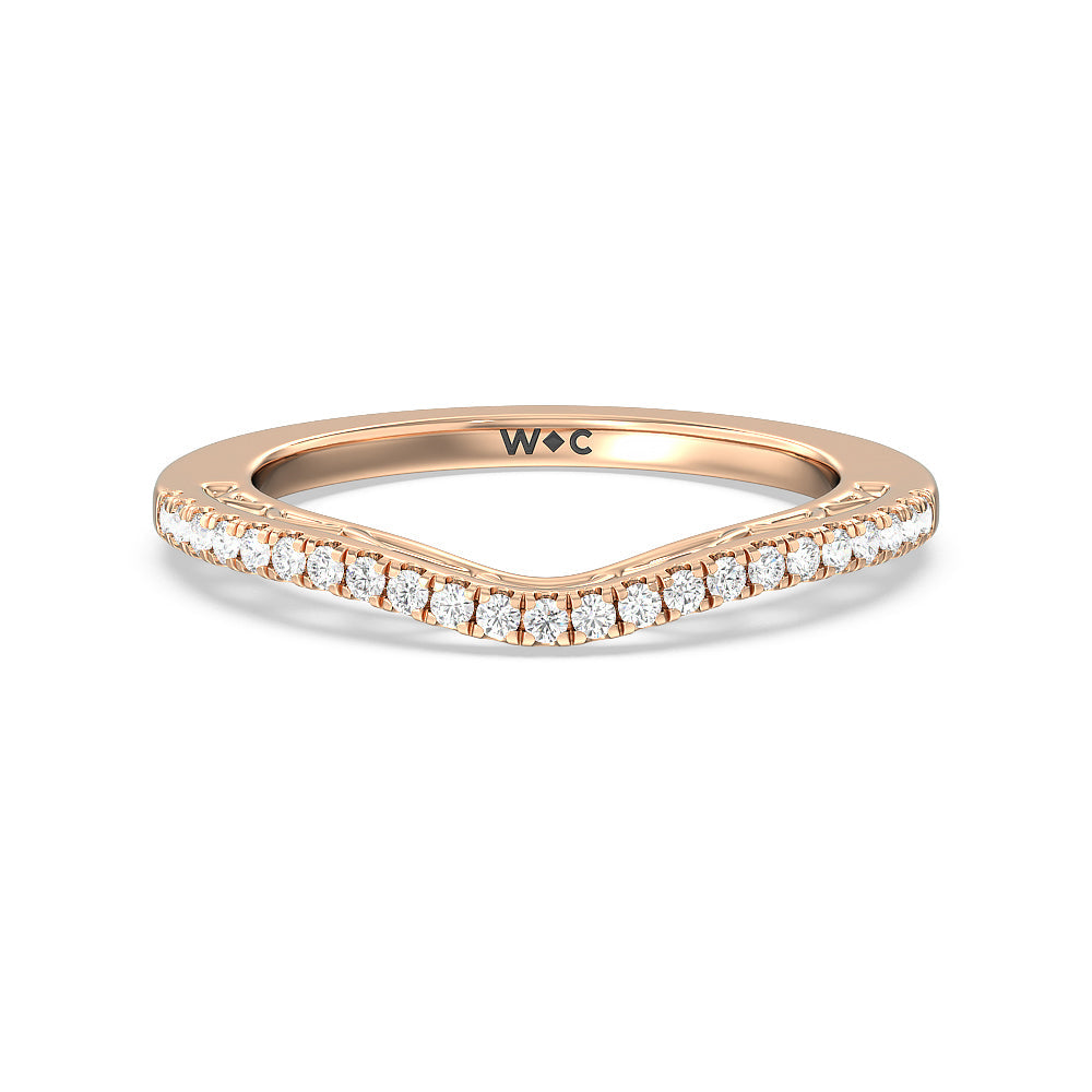 The San Francisco Diamond Wedding Band with 18KT Rose Gold Cut Diamond in 14KT Rose Gold view 1
