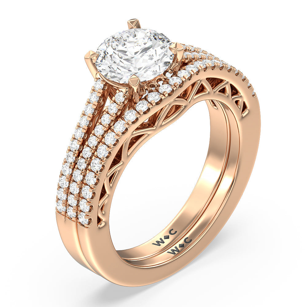 The San Francisco Diamond Wedding Band with 18KT Rose Gold Cut Diamond in 14KT Rose Gold view 4
