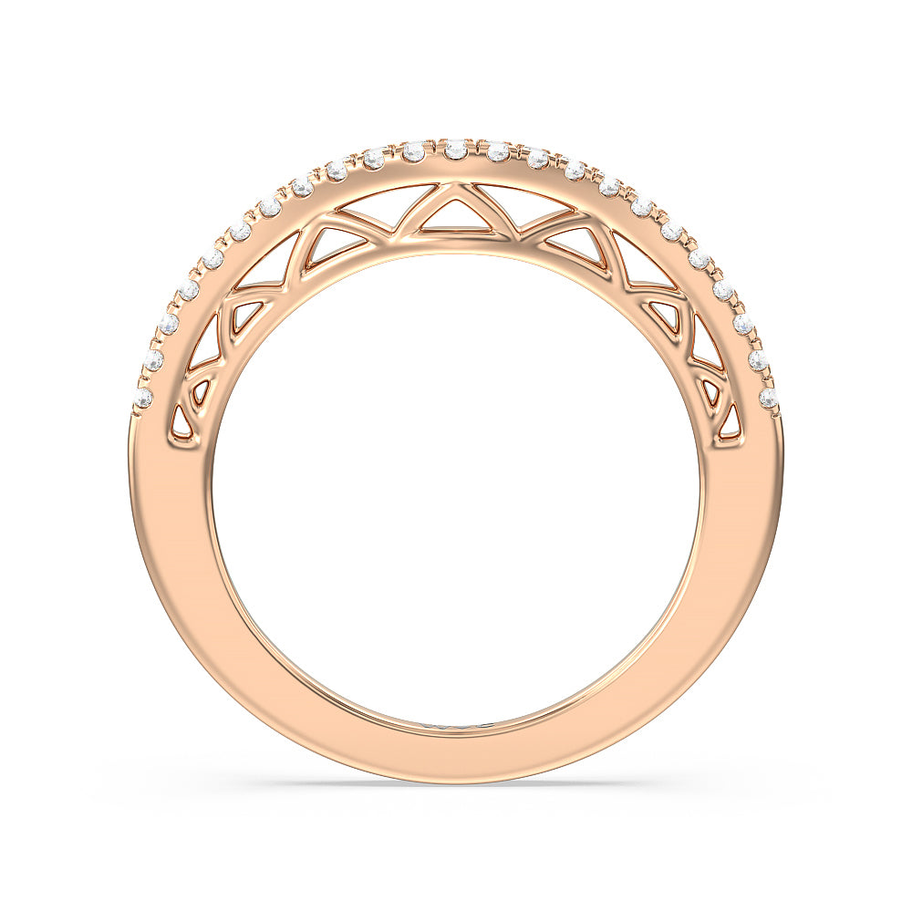 The San Francisco Diamond Wedding Band with 18KT Rose Gold Cut Diamond in 14KT Rose Gold view 3
