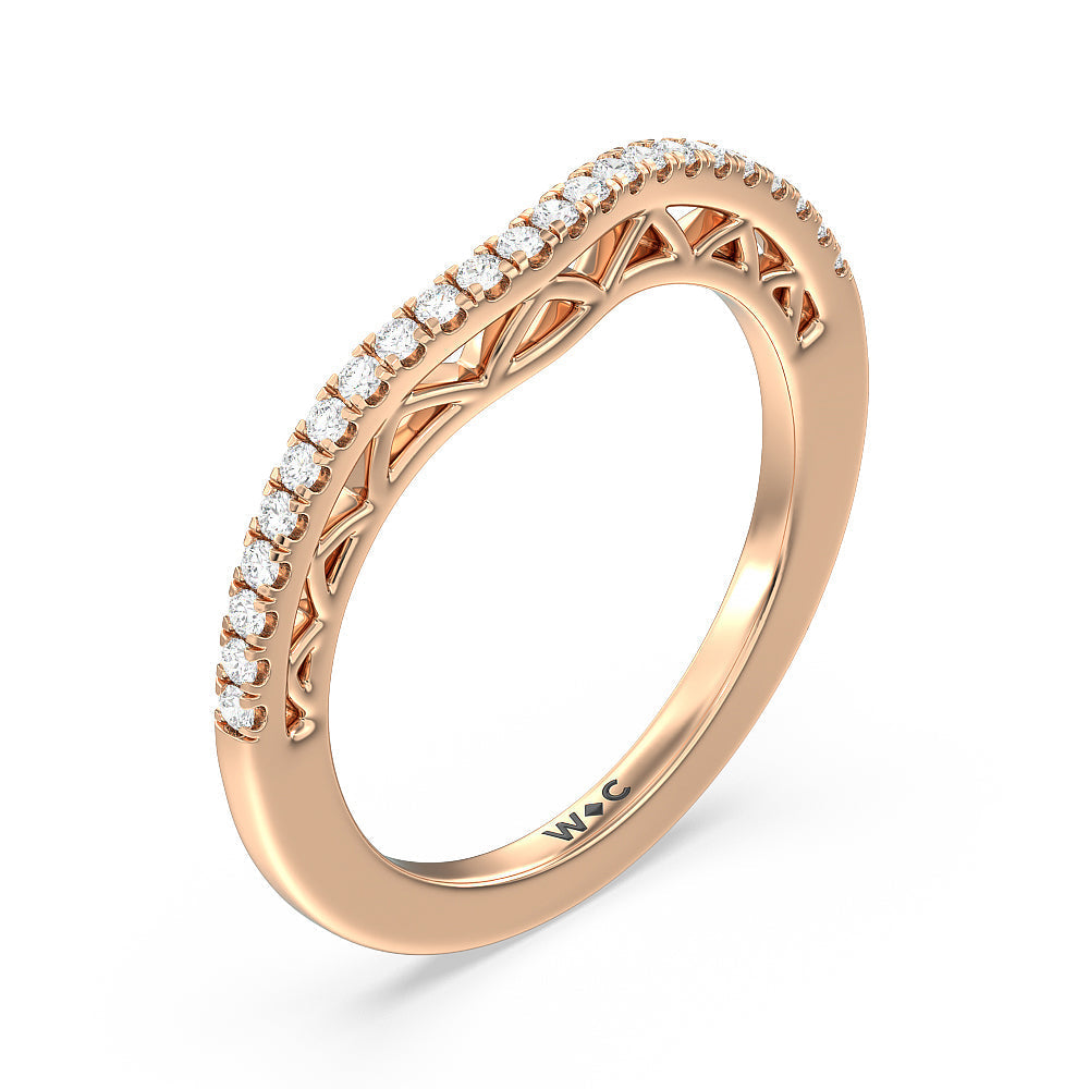 The San Francisco Diamond Wedding Band with 18KT Rose Gold Cut Diamond in 14KT Rose Gold view 2
