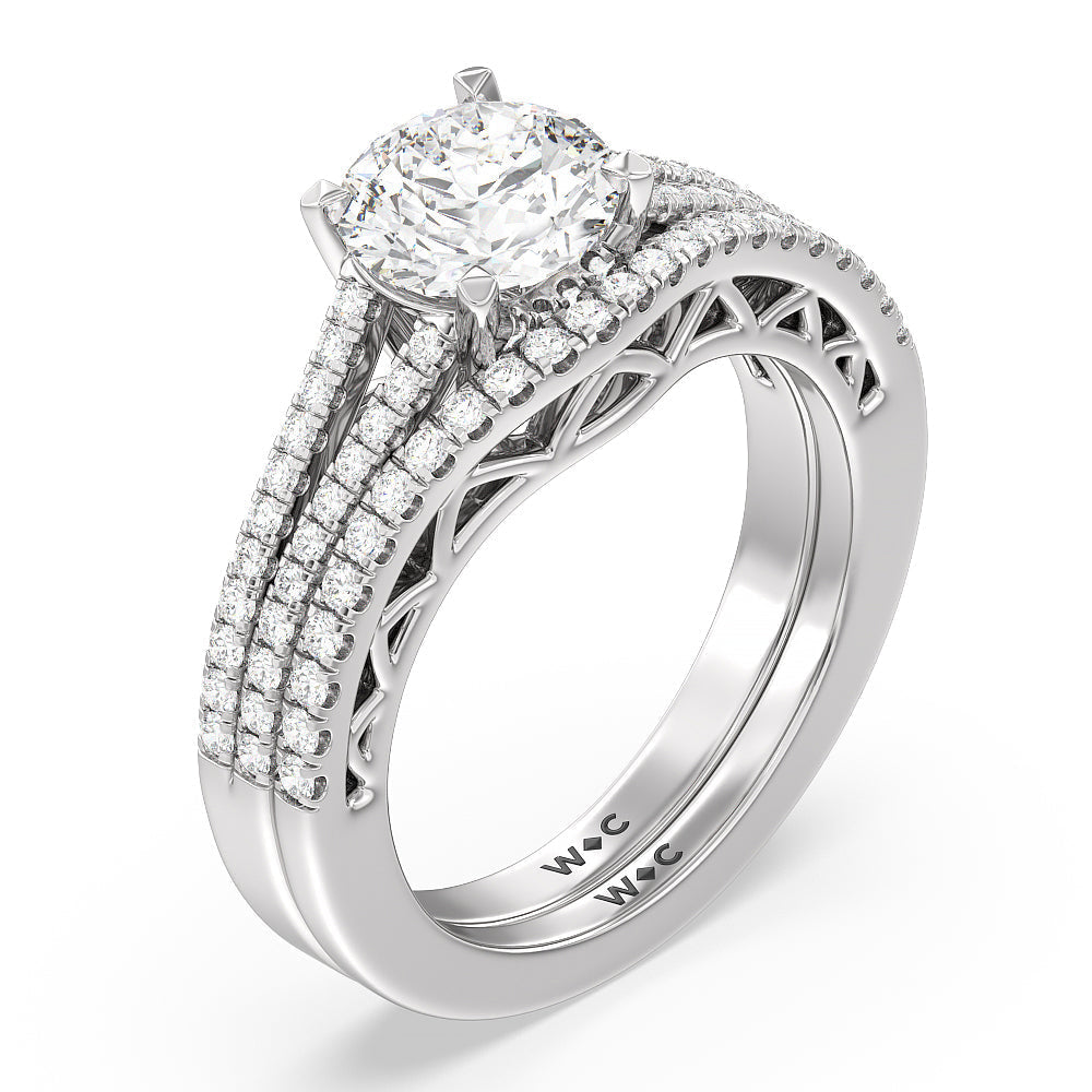 The San Francisco Diamond Wedding Band with Platinum Cut Diamond in 14KT Platinum view 4
