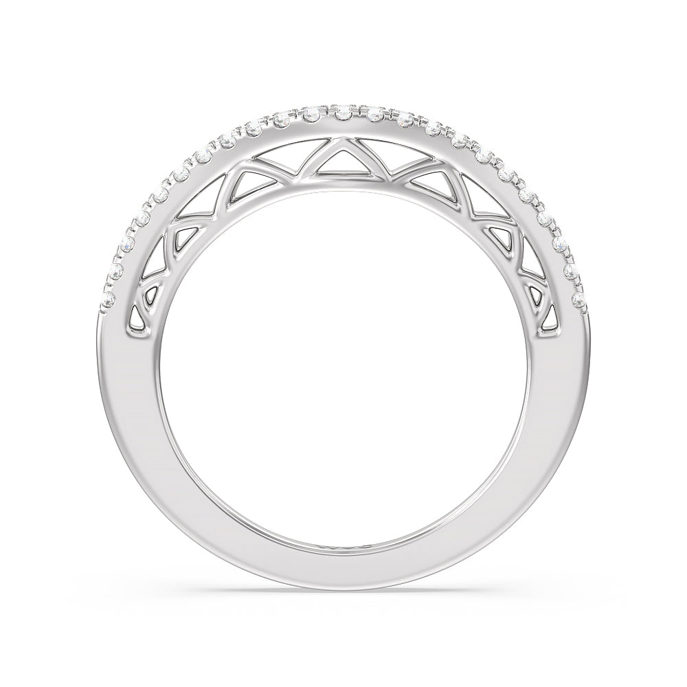 The San Francisco Diamond Wedding Band with Platinum Cut Diamond in 14KT Platinum view 3
