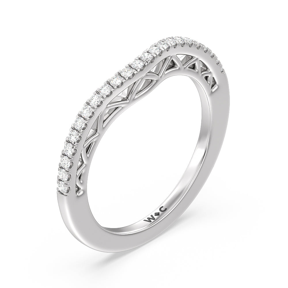 The San Francisco Diamond Wedding Band with Platinum Cut Diamond in 14KT Platinum view 2

