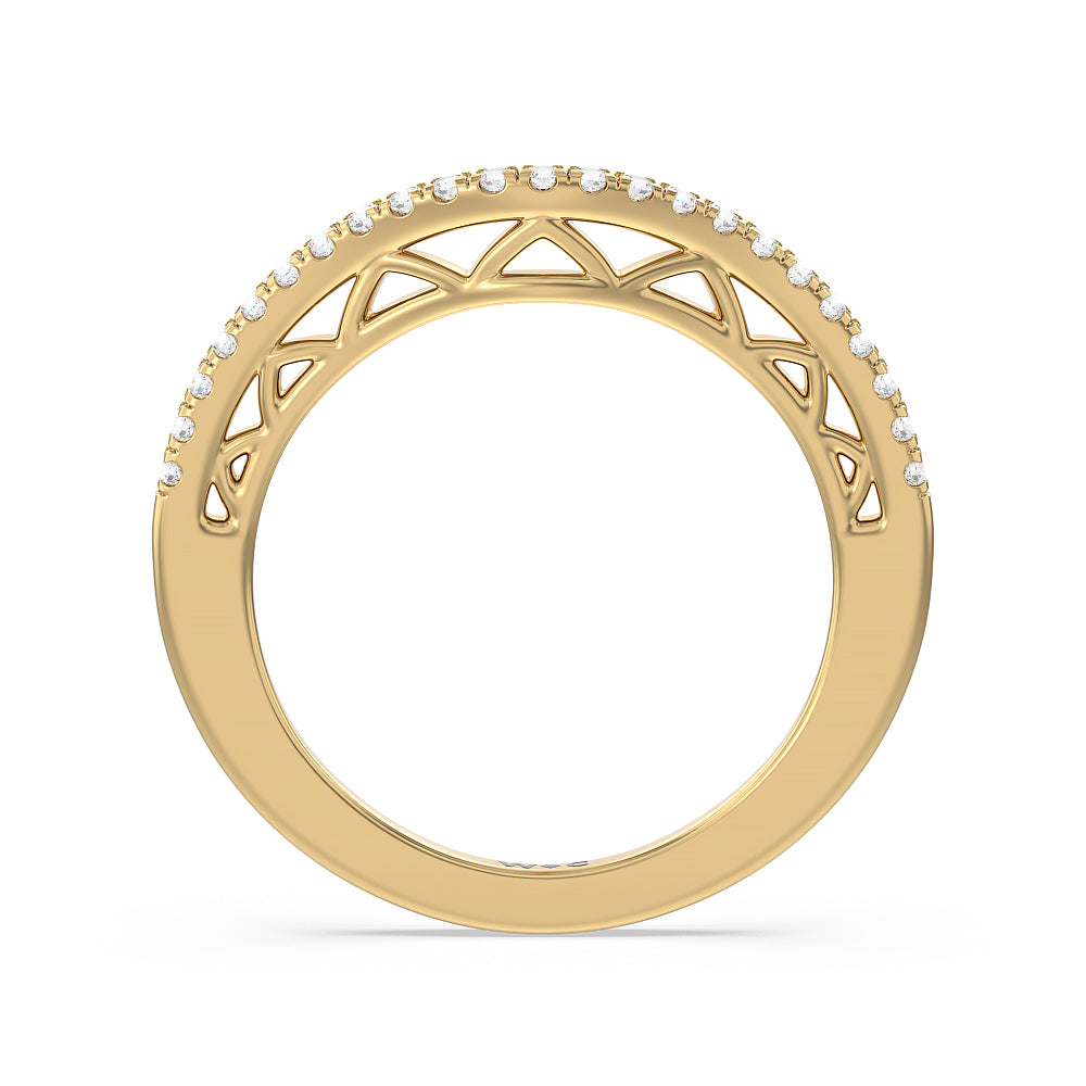 The San Francisco Diamond Wedding Band with 18KT Yellow Gold Cut Diamond in 14KT Yellow Gold view 3
