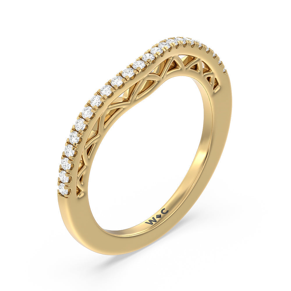 The San Francisco Diamond Wedding Band with 18KT Yellow Gold Cut Diamond in 14KT Yellow Gold view 2
