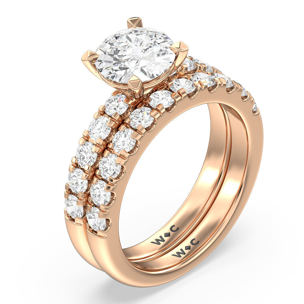 Luxe Classic Solitaire Broad Band Diamond Wedding Band with 18KT Rose Gold Cut Diamond in 14KT Rose Gold view 3
