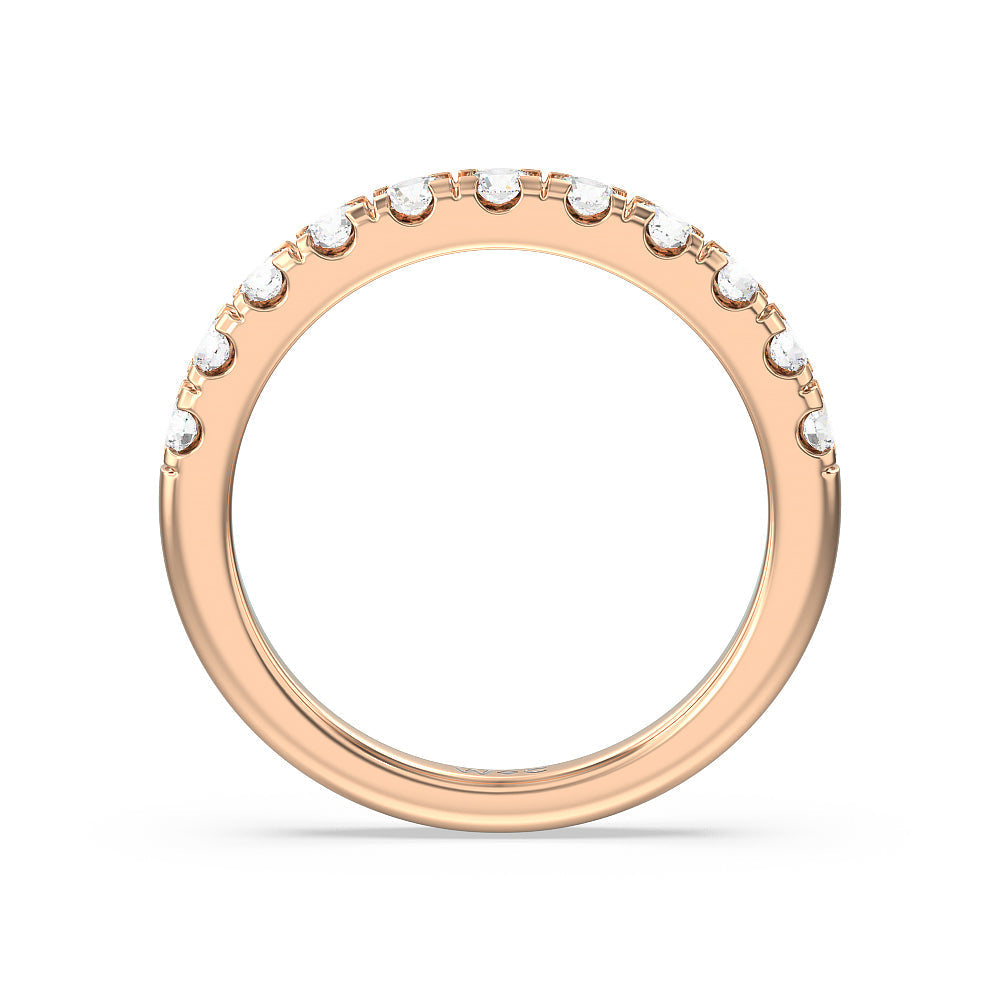 Luxe Classic Solitaire Broad Band Diamond Wedding Band with 18KT Rose Gold Cut Diamond in 14KT Rose Gold view 2
