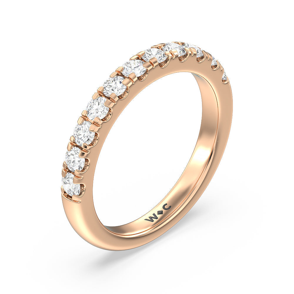 Luxe Classic Solitaire Broad Band Diamond Wedding Band with 18KT Rose Gold Cut Diamond in 14KT Rose Gold view 4
