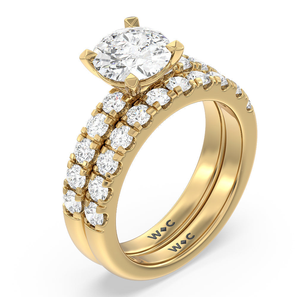 Luxe Classic Solitaire Broad Band Diamond Wedding Band with 18KT Yellow Gold Cut Diamond in 14KT Yellow Gold view 3
