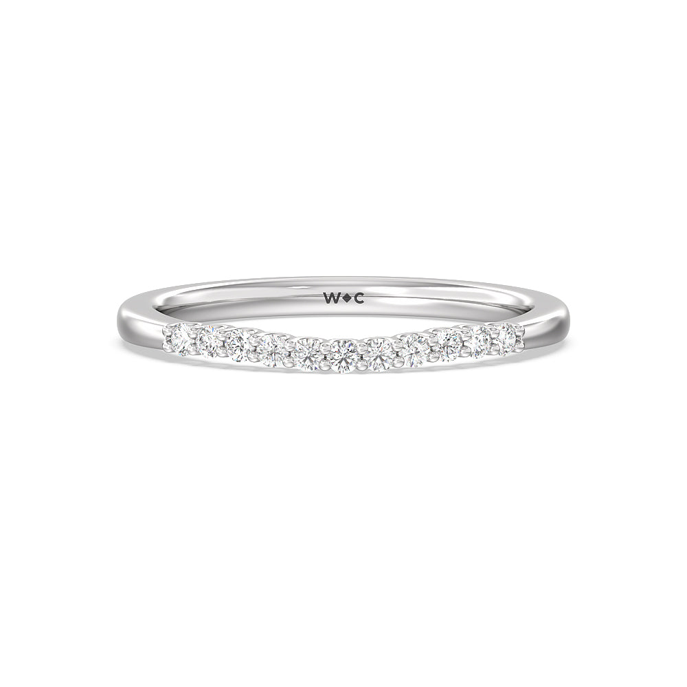 Two Row Diamonds Bridge Accent Wedding Band with Platinum Cut Diamond in 14KT Platinum view 1
