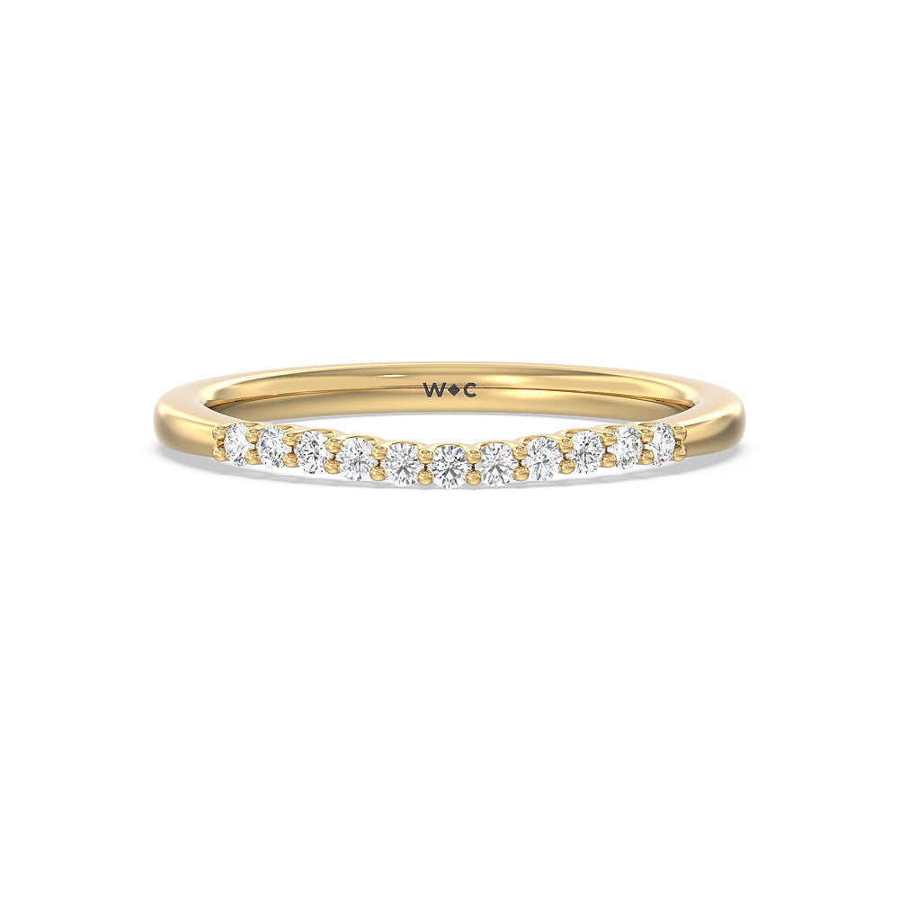 Two Row Diamonds Bridge Accent Wedding Band with 18KT Yellow Gold Cut Diamond in 14KT Yellow Gold view 1
