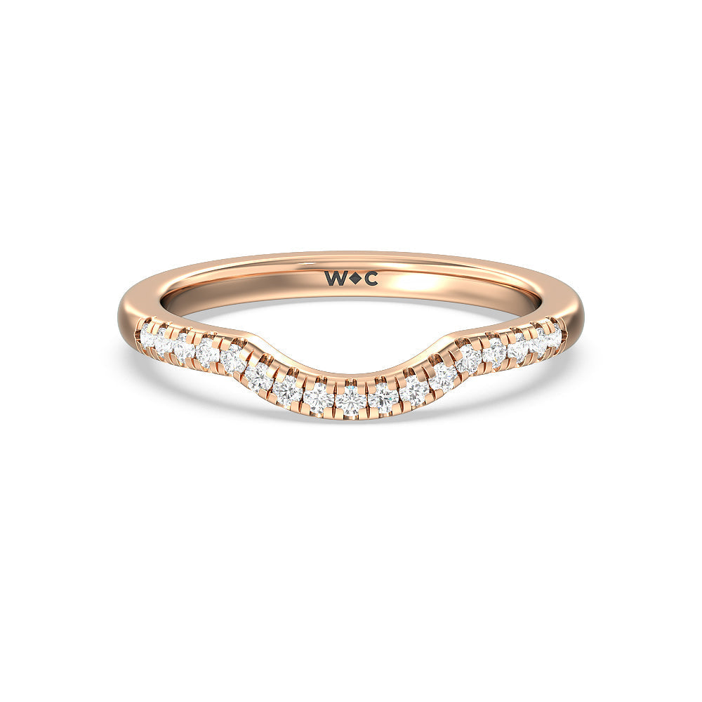 Classic Oval Side Stone In Trellis Basket Wedding Band with 18KT Rose Gold Cut Diamond in 14KT Rose Gold view 1
