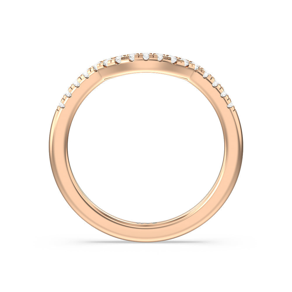 Classic Oval Side Stone In Trellis Basket Wedding Band with 18KT Rose Gold Cut Diamond in 14KT Rose Gold view 4
