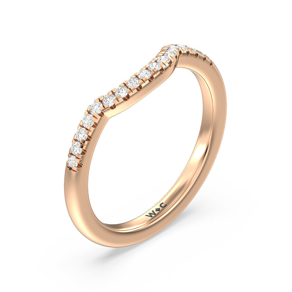 Classic Oval Side Stone In Trellis Basket Wedding Band (E+ VS+) with 18KT Rose Gold Cut Diamond in 14KT Rose Gold view 2
