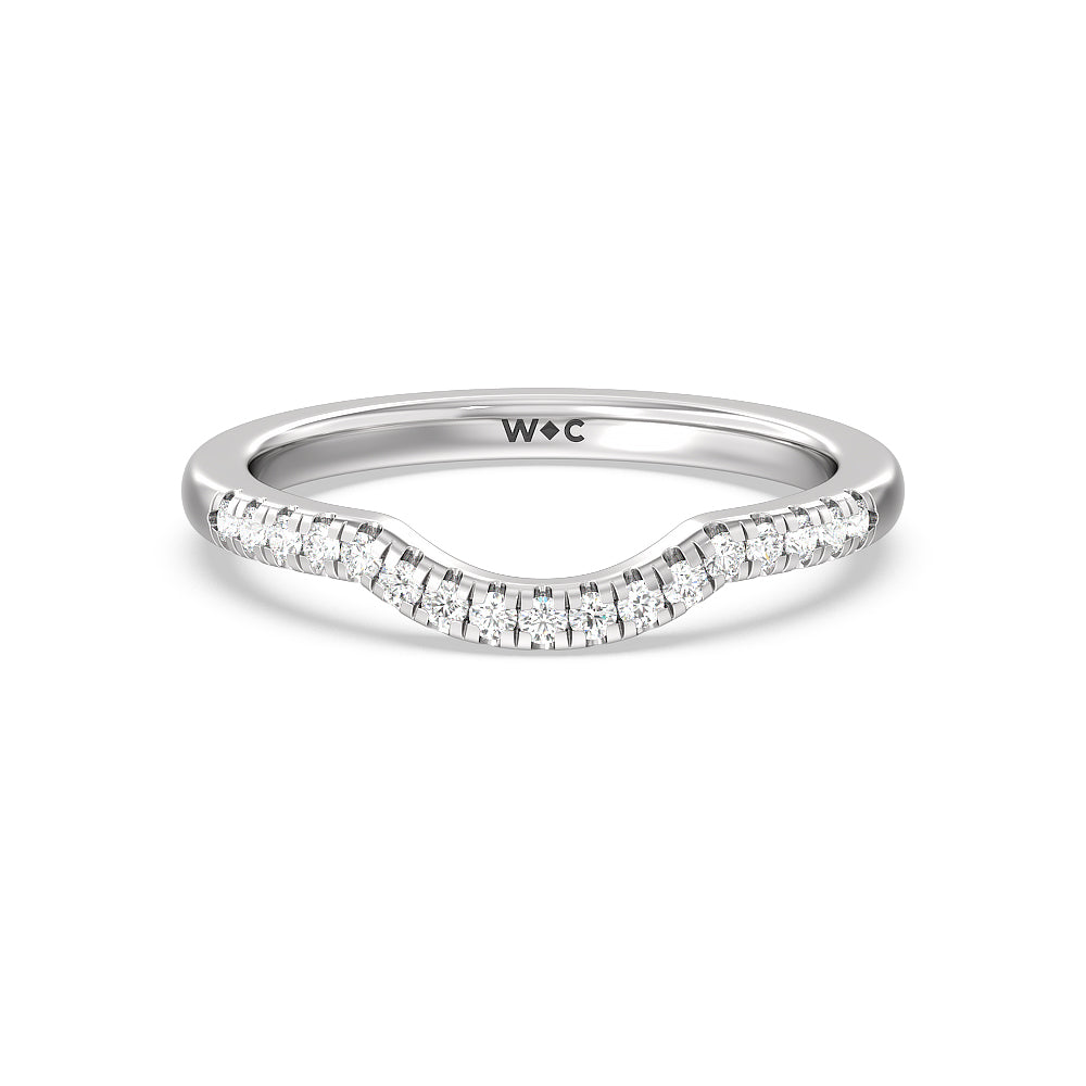 Classic Oval Side Stone In Trellis Basket Wedding Band (E+ VS+) with Platinum Cut Diamond in 14KT Platinum view 1
