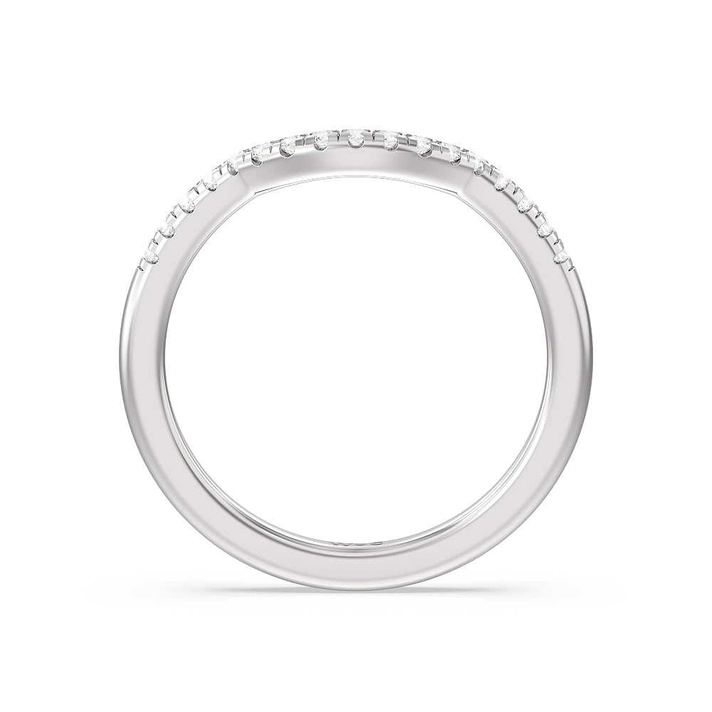 Classic Oval Side Stone In Trellis Basket Wedding Band (E+ VS+) with Platinum Cut Diamond in 14KT Platinum view 4
