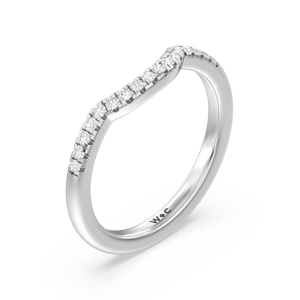 Classic Oval Side Stone In Trellis Basket Wedding Band (E+ VS+) with Platinum Cut Diamond in 14KT Platinum view 2
