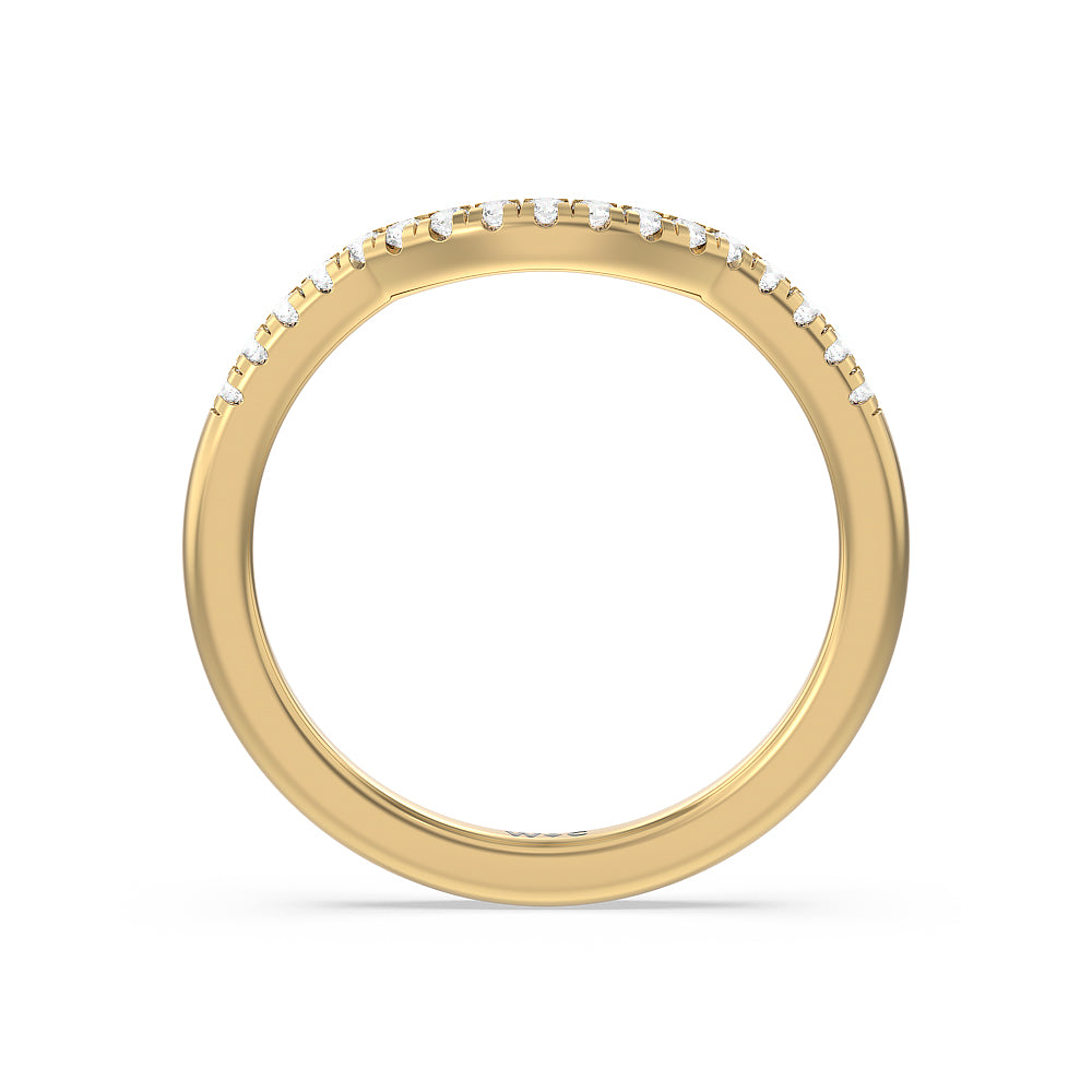 Classic Oval Side Stone In Trellis Basket Wedding Band (E+ VS+) with 18KT Yellow Gold Cut Diamond in 14KT Yellow Gold view 4
