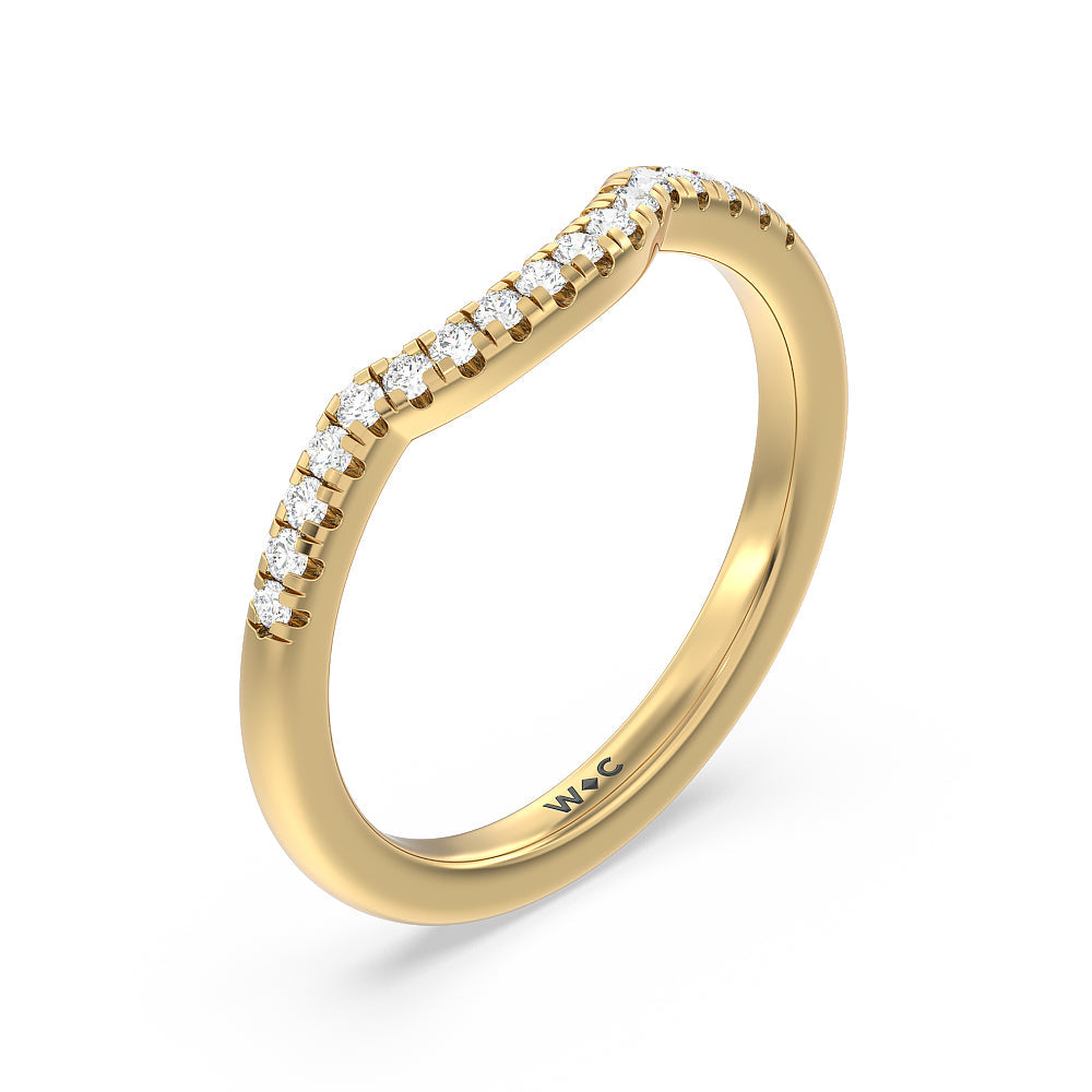 Classic Oval Side Stone In Trellis Basket Wedding Band (E+ VS+) with 18KT Yellow Gold Cut Diamond in 14KT Yellow Gold view 2

