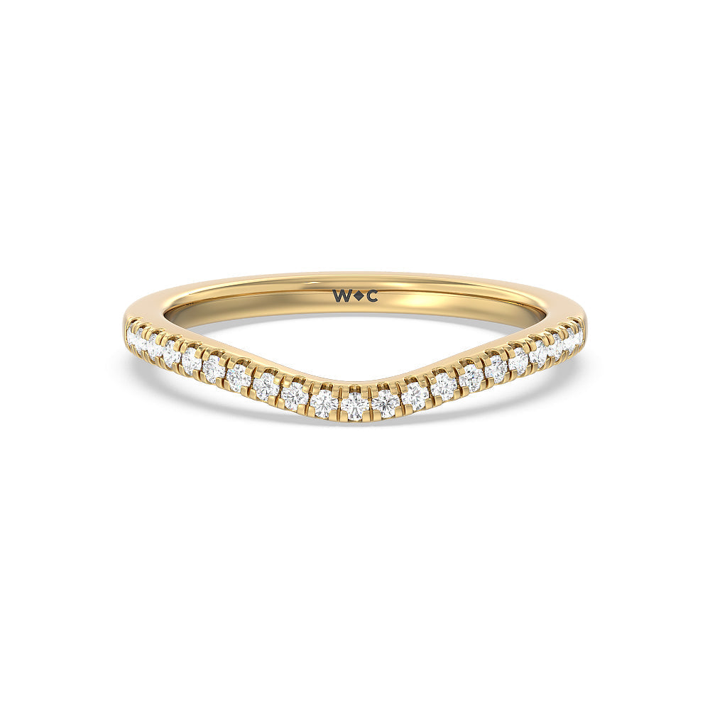 Tapering Side Diamond Accent Wedding Band with 18KT Yellow Gold Cut Diamond in 14KT Yellow Gold view 1
