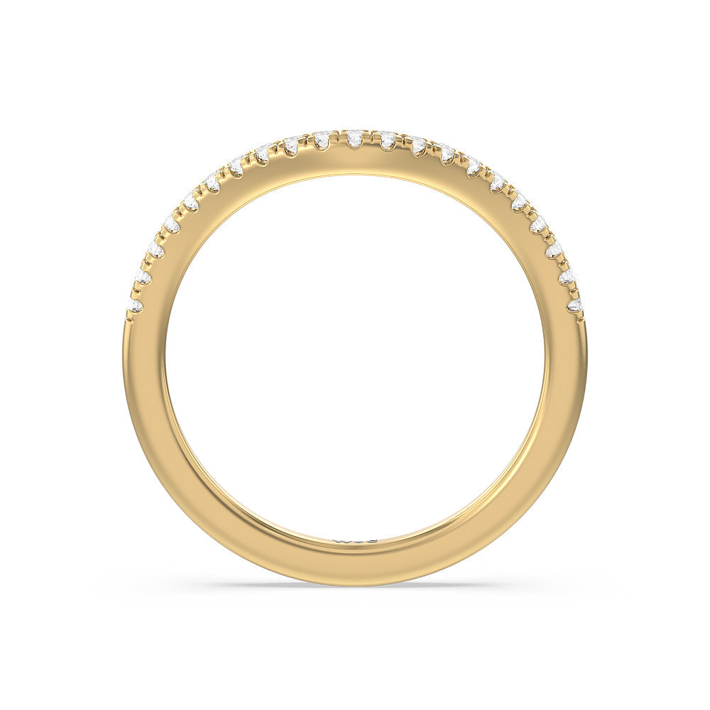 Tapering Side Diamond Accent Wedding Band with 18KT Yellow Gold Cut Diamond in 14KT Yellow Gold view 4
