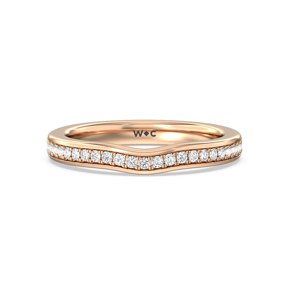 Three Stone Cluster Tapering Wedding Band with 18KT Rose Gold Cut Diamond in 14KT Rose Gold view 1
