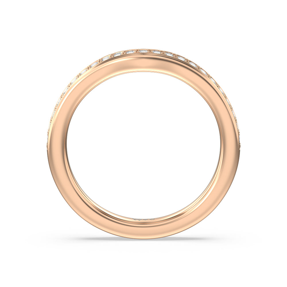 Three Stone Cluster Tapering Wedding Band with 18KT Rose Gold Cut Diamond in 14KT Rose Gold view 4
