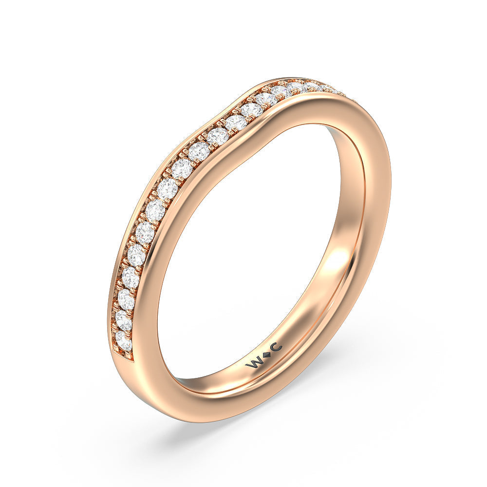 Three Stone Cluster Tapering Wedding Band with 18KT Rose Gold Cut Diamond in 14KT Rose Gold view 2
