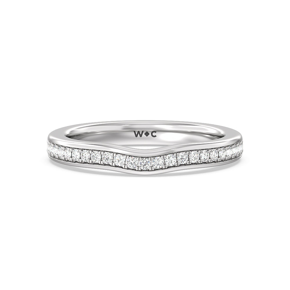 Three Stone Cluster Tapering Wedding Band with Platinum Cut Diamond in 14KT Platinum view 1
