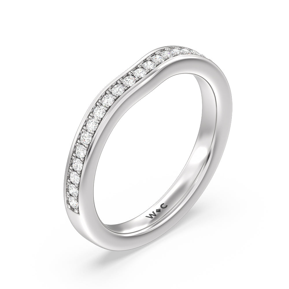 Three Stone Cluster Tapering Wedding Band with Platinum Cut Diamond in 14KT Platinum view 2
