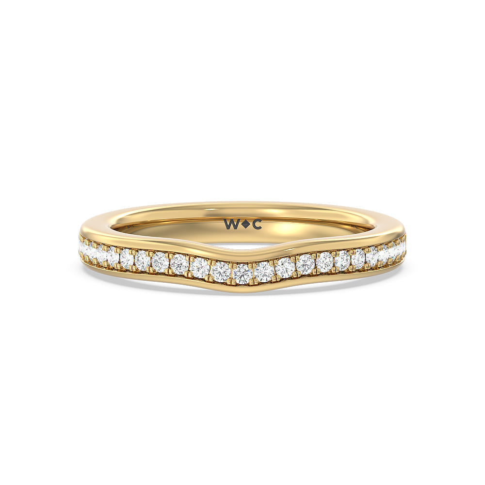 Three Stone Cluster Tapering Wedding Band with 18KT Yellow Gold Cut Diamond in 14KT Yellow Gold view 1
