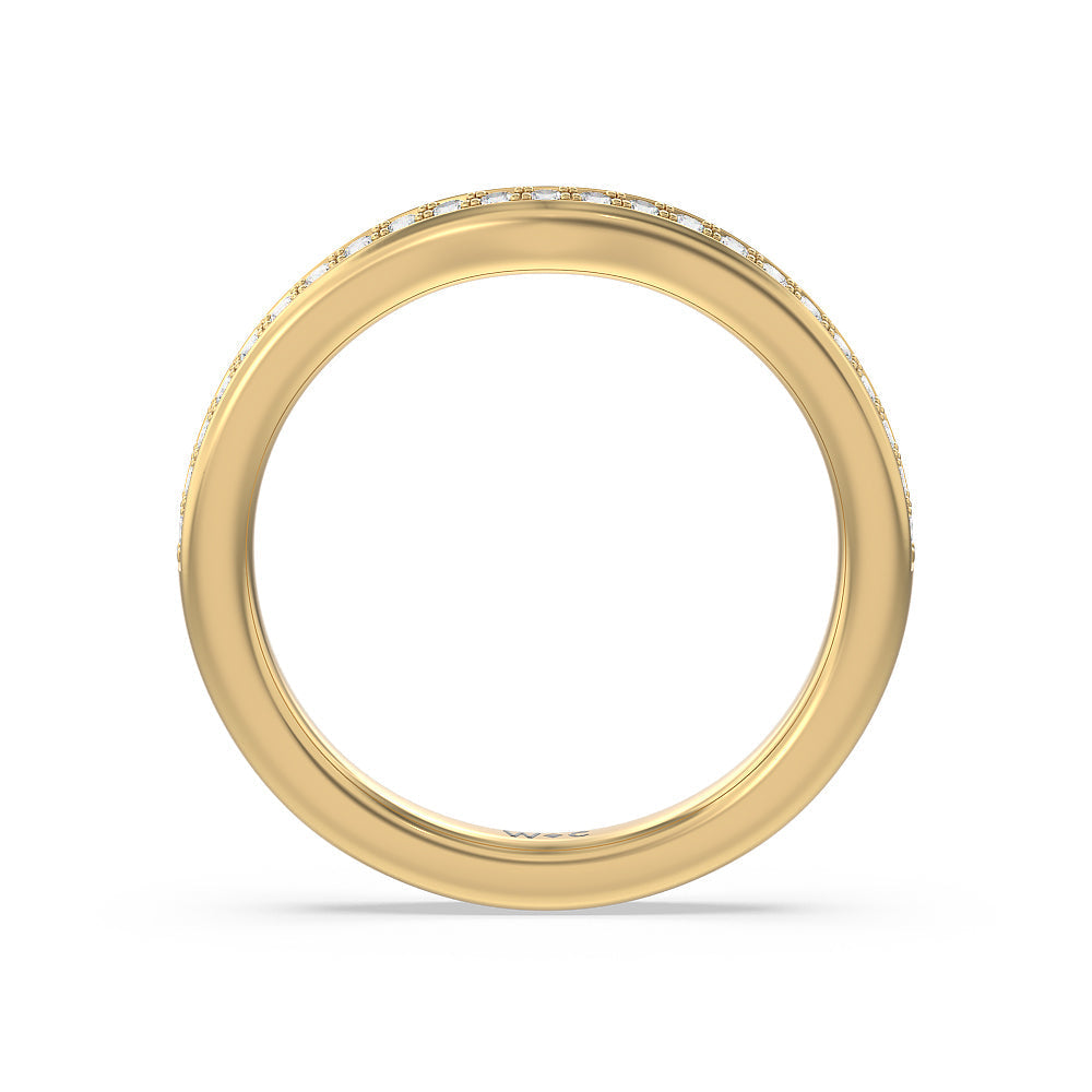 Three Stone Cluster Tapering Wedding Band with 18KT Yellow Gold Cut Diamond in 14KT Yellow Gold view 4
