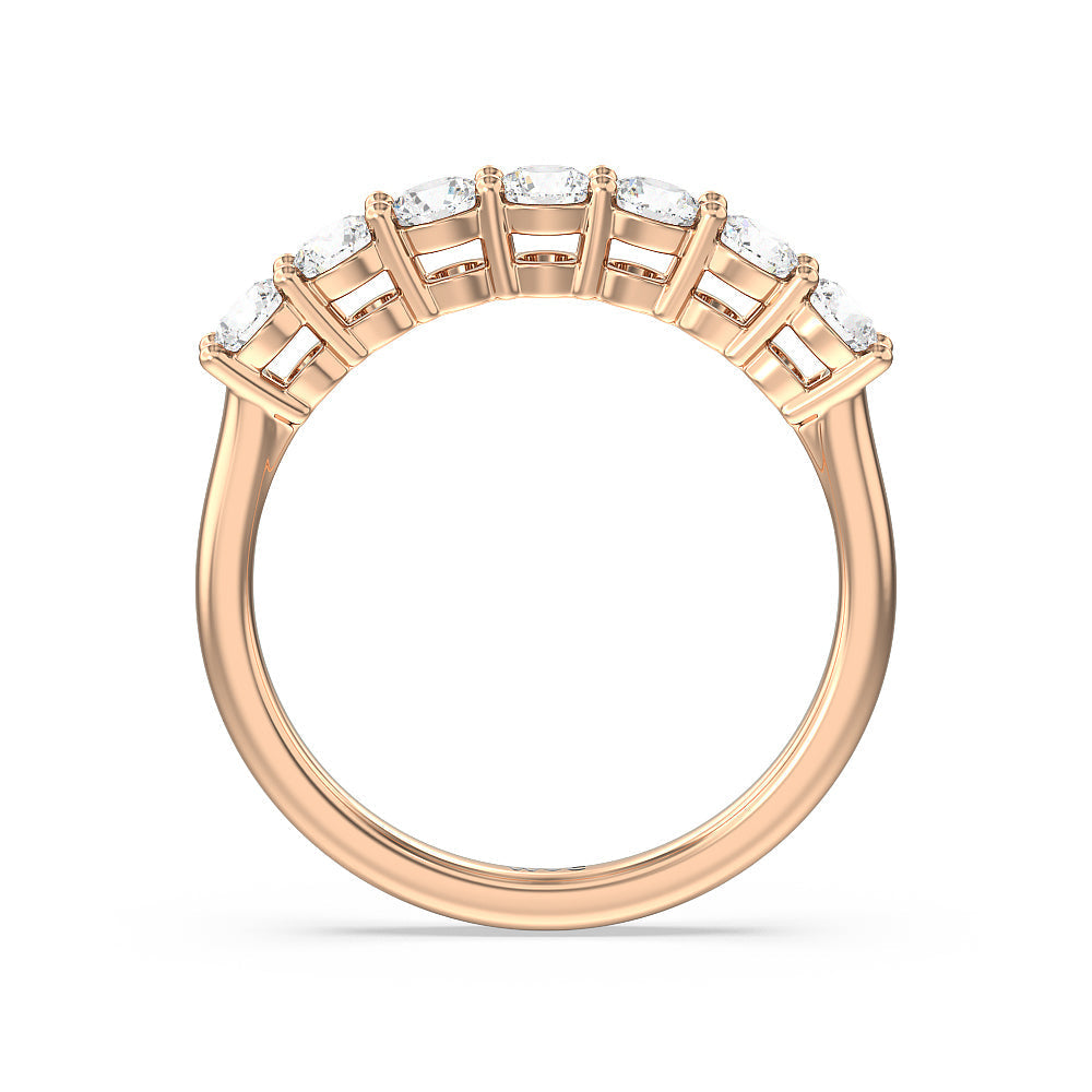 Seven Stone Round Brilliant Cut Diamond Ring (G/H SI+) with 18KT Rose Gold / Natural / 1 Cut Diamond in 14KT Rose Gold / Natural / 1 view 2
