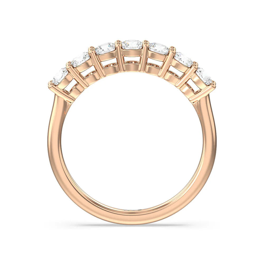 Seven Stone Round Brilliant Cut Diamond Ring (E+ VS+) with 18KT Rose Gold / Lab / 1 Cut Diamond in 14KT Rose Gold / Lab / 1 view 2
