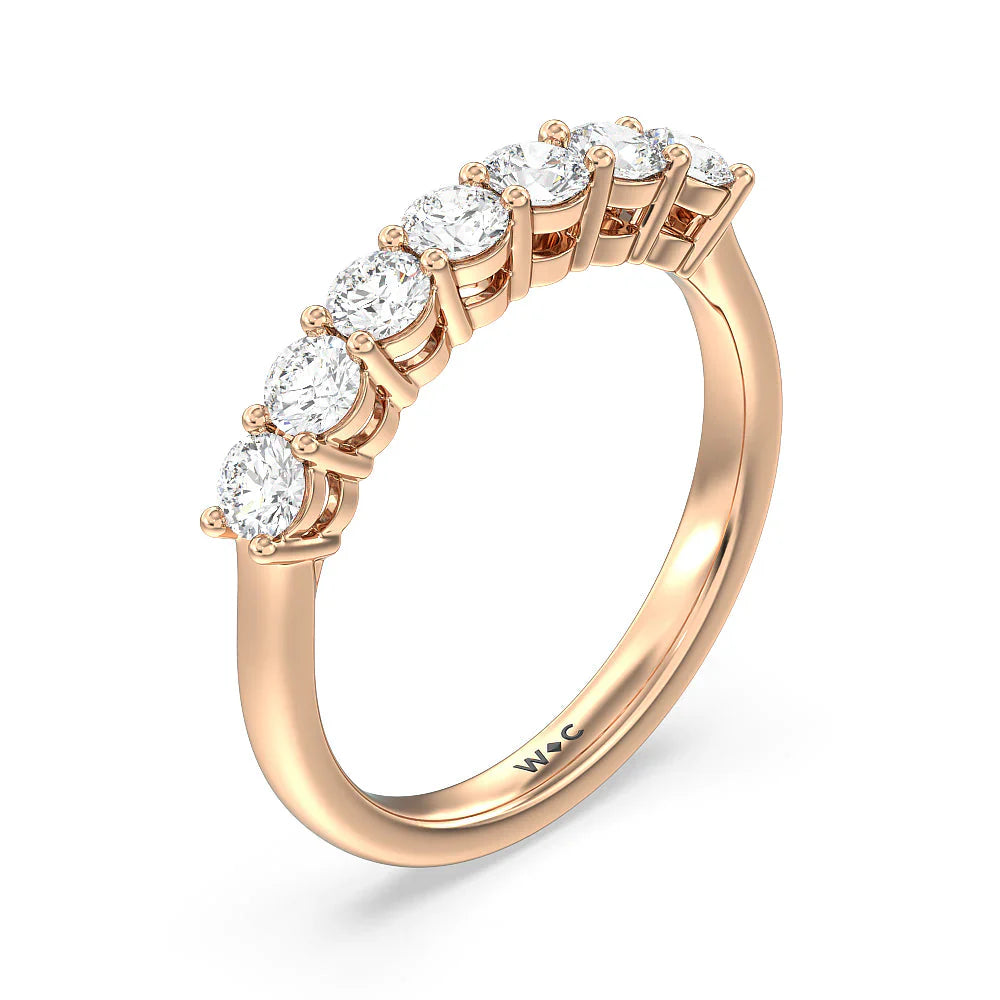 Seven Stone Round Brilliant Cut Diamond Ring (E+ VS+) with 18KT Rose Gold / Lab / 1 Cut Diamond in 14KT Rose Gold / Lab / 1 view 3
