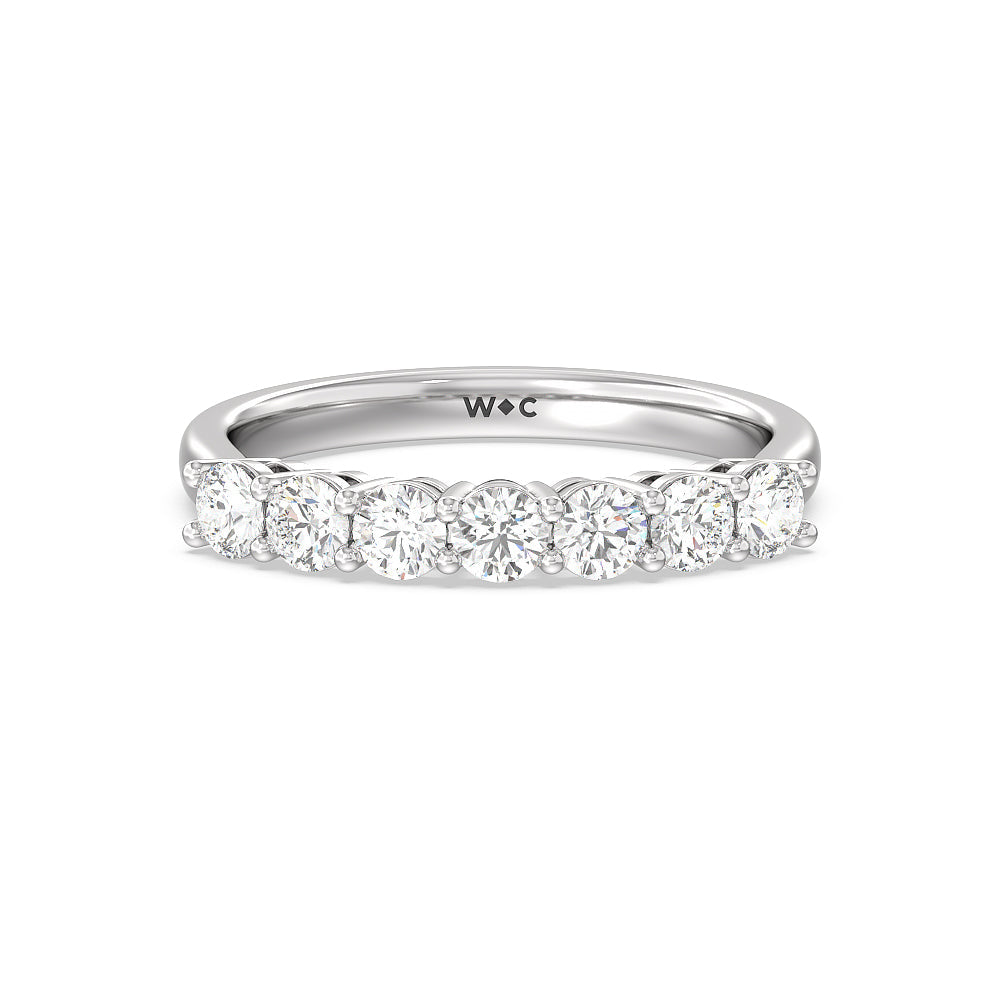 Seven Stone Round Brilliant Cut Diamond Ring (G/H SI+) with Platinum / Natural / 1 Cut Diamond in 14KT Platinum / Natural / 1 view 1
