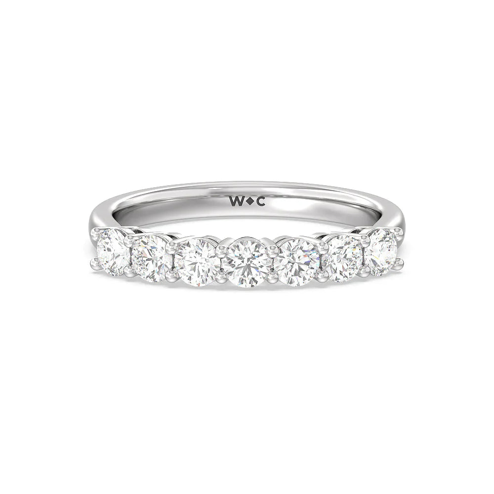 Seven Stone Round Brilliant Cut Diamond Ring (E+ VS+) with Platinum / Lab / 1 Cut Diamond in 14KT Platinum / Lab / 1 view 1

