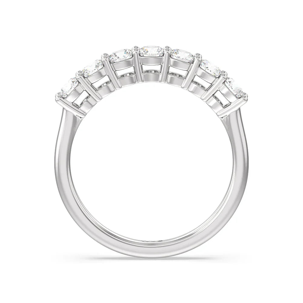 Seven Stone Round Brilliant Cut Diamond Ring (E+ VS+) with Platinum / Lab / 1 Cut Diamond in 14KT Platinum / Lab / 1 view 2
