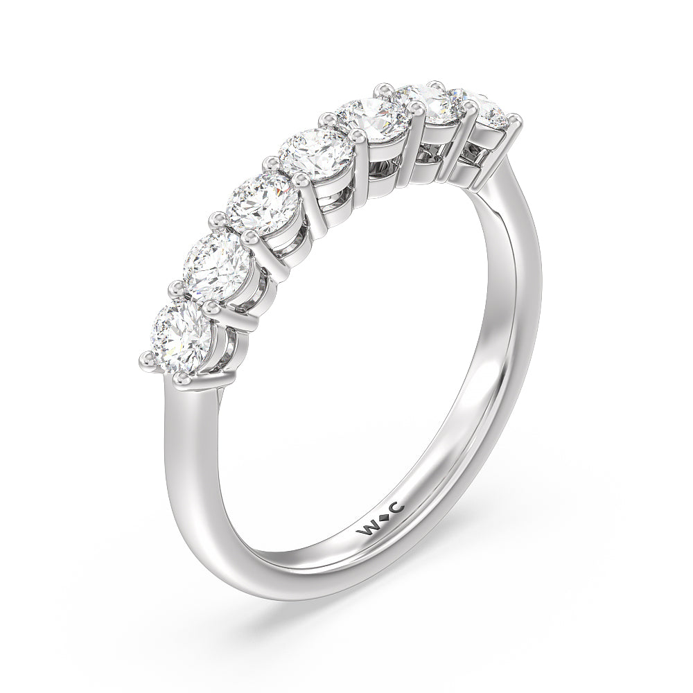 Seven Stone Round Brilliant Cut Diamond Ring (G/H SI+) with Platinum / Natural / 1 Cut Diamond in 14KT Platinum / Natural / 1 view 3
