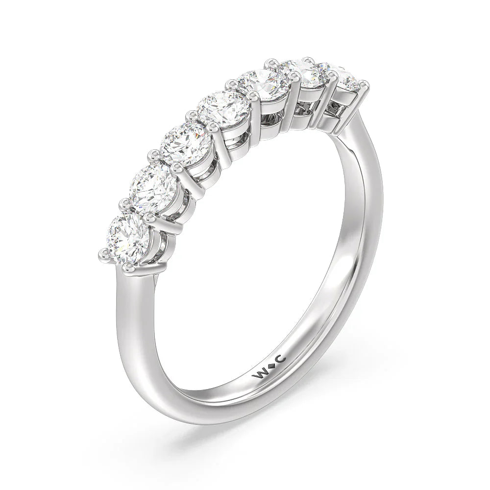 Seven Stone Round Brilliant Cut Diamond Ring (E+ VS+) with Platinum / Lab / 1 Cut Diamond in 14KT Platinum / Lab / 1 view 3
