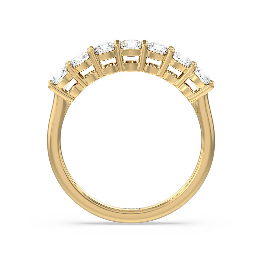 Seven Stone Round Brilliant Cut Diamond Ring (G/H SI+) with 18KT Yellow Gold / Natural / 1 Cut Diamond in 14KT Yellow Gold / Natural / 1 view 2
