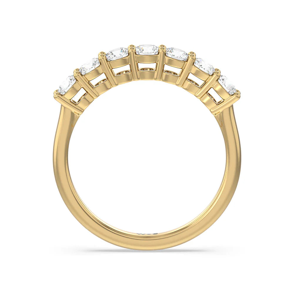 Seven Stone Round Brilliant Cut Diamond Ring (E+ VS+) with 18KT Yellow Gold / Lab / 1 Cut Diamond in 14KT Yellow Gold / Lab / 1 view 2
