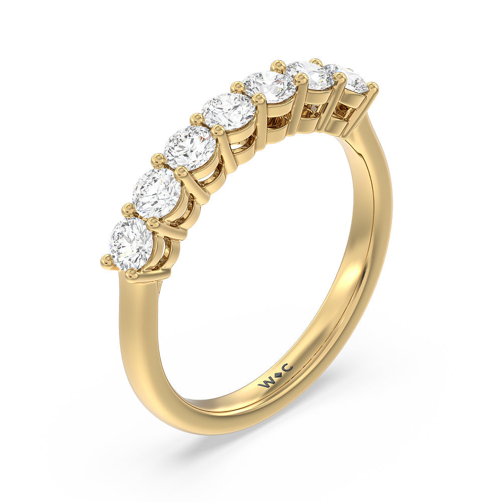 Seven Stone Round Brilliant Cut Diamond Ring (G/H SI+) with 18KT Yellow Gold / Natural / 1 Cut Diamond in 14KT Yellow Gold / Natural / 1 view 3
