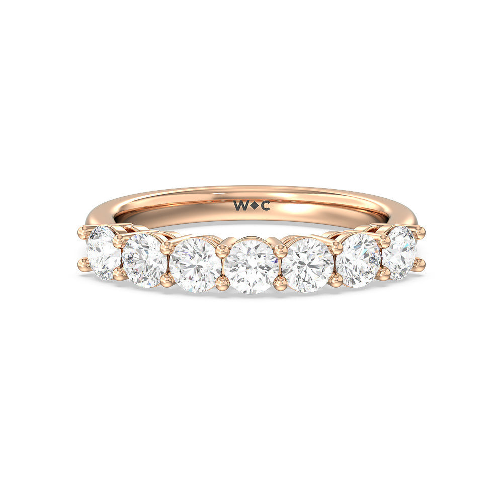 Seven Stone Round Brilliant Cut Diamond Ring (G/H SI+) with 18KT Rose Gold / Natural / 1 1/2 Cut Diamond in 14KT Rose Gold / Natural / 1 1/2 view 1
