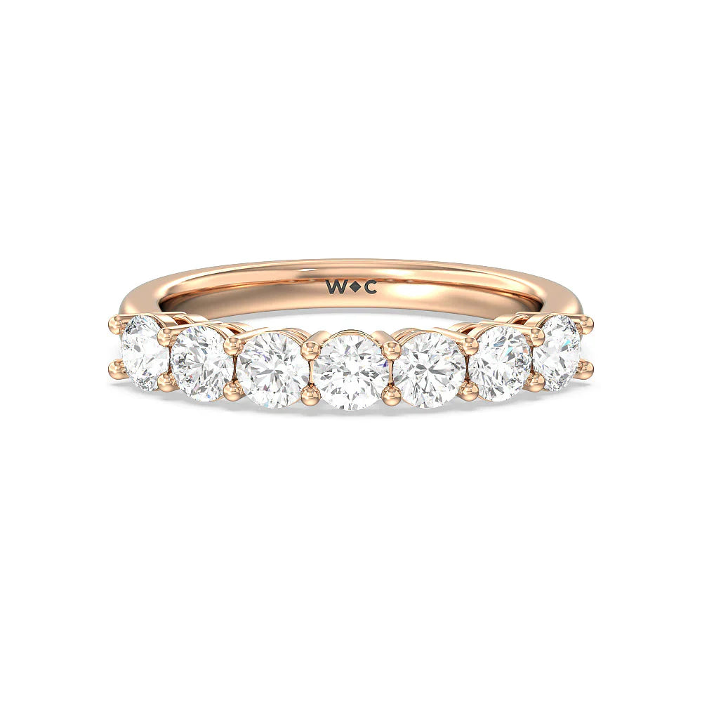 Seven Stone Round Brilliant Cut Diamond Ring (E+ VS+) with 18KT Rose Gold / Lab / 1 1/2 Cut Diamond in 14KT Rose Gold / Lab / 1 1/2 view 1
